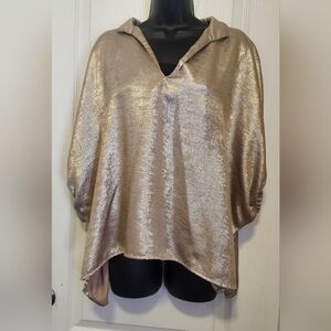 Entro Metallic Gold Oversized Blouse Size Large EUC